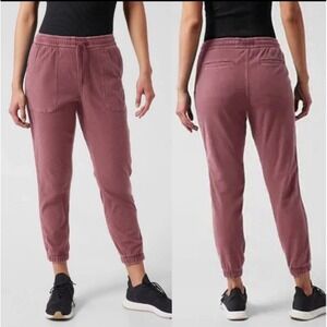 Athleta Women's Farallon Joggers Dusty Pink Size‎ Small Drawstring Cotton Blend